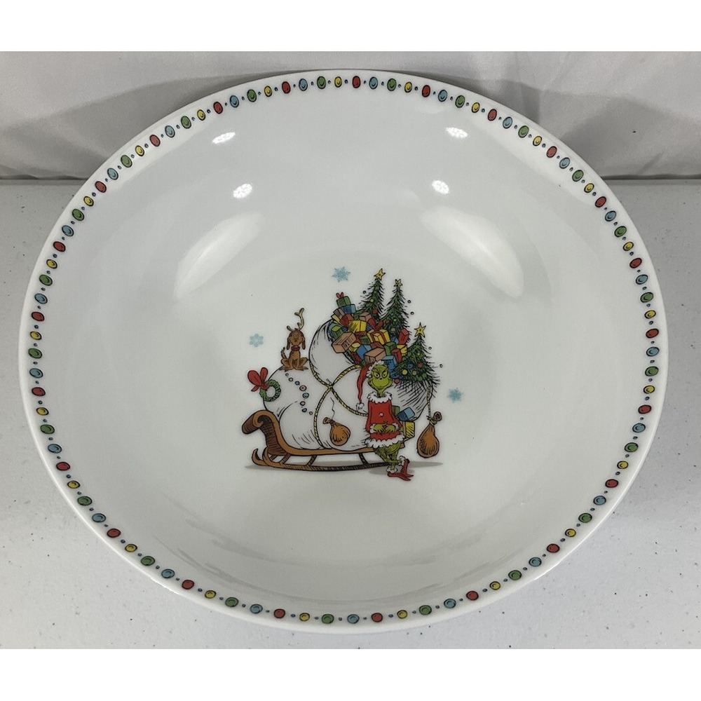 Dr. Seuss The Grinch Who Stole Christmas With Max Large Serving Bowl 9inch